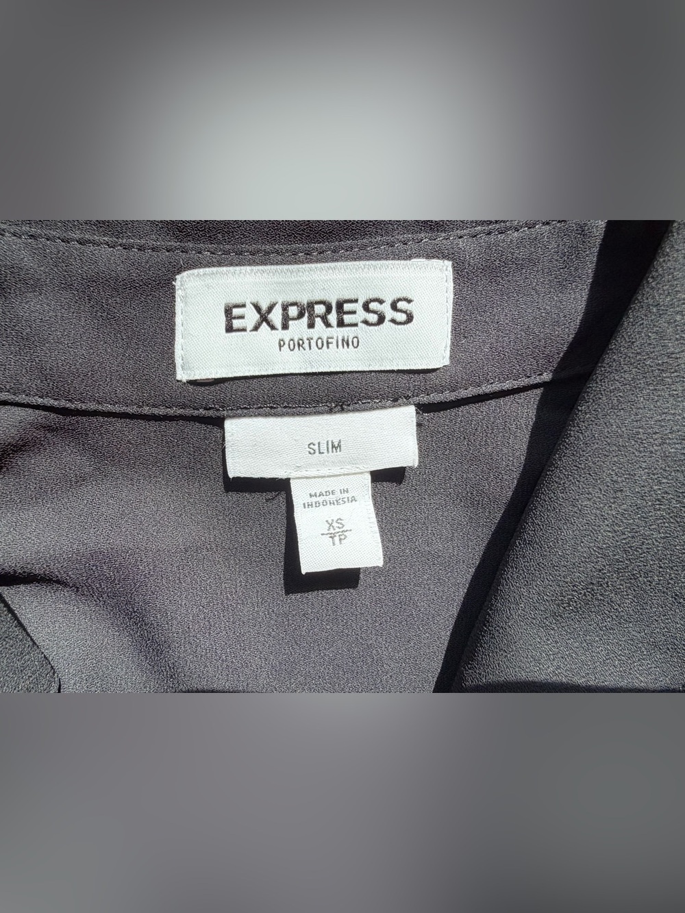 Express Black Portofino Button-Down Top with Sheer Sleeves Size XS Slim-Flit - Picture 14 of 15